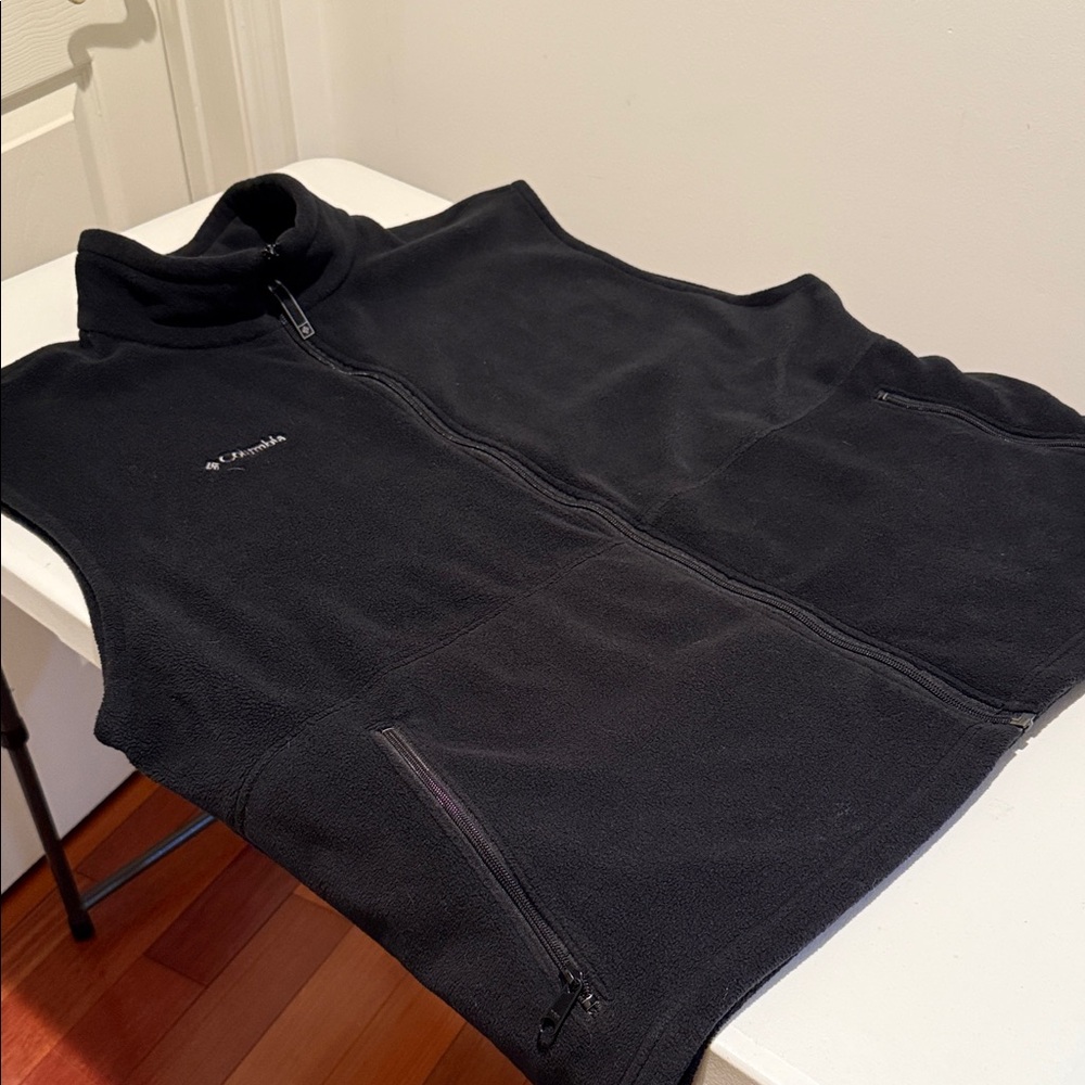 Columbia 3XLT TallMan Dk Blk Fleece Full Zip Up High Collar Outdoor Durable Vest - Picture 8 of 14